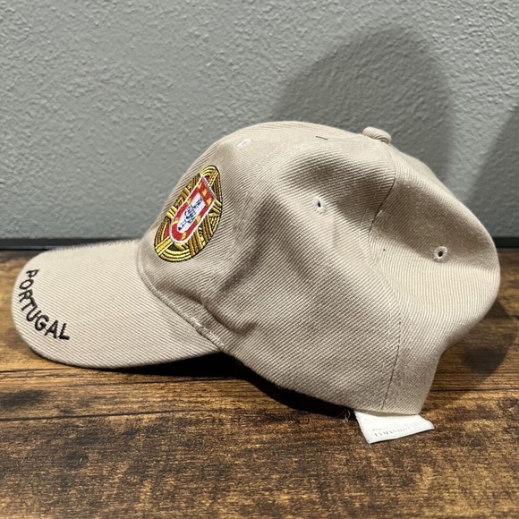 Vintage Portugal Men's Adjustable Hat Emblem Beige Yellow Strap Cap - Picture 3 of 7